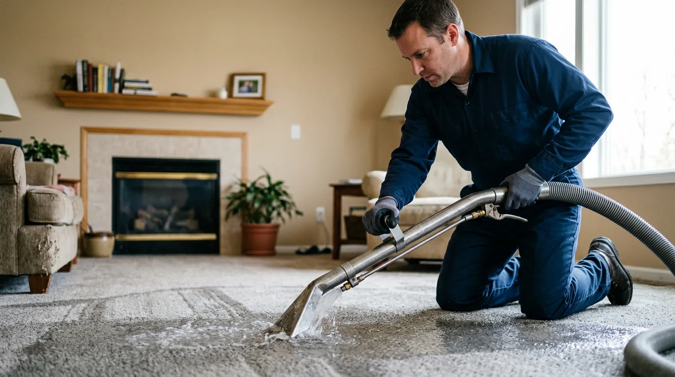 Water damage restoration technician working near Helena, OH